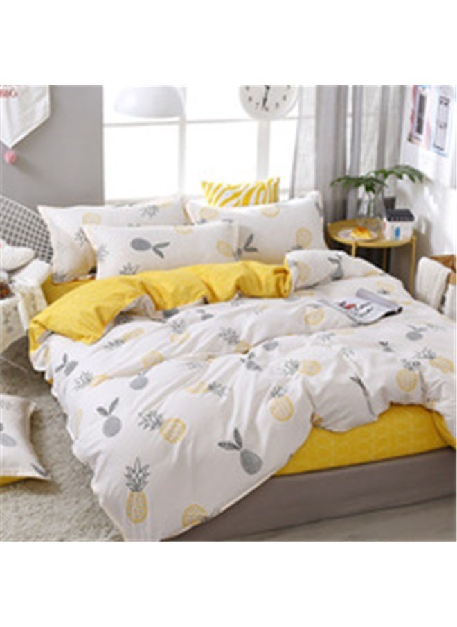 yongsheng 4-Piece Printed Duvet Cover Set Polyester Yellow/White，Yellow Pineapple Bedding Duvet Cover Sets Queen Size, Cute Fruit Decor Comforter Cover for Kids Girls Boys, Teens Adults Soft Bedding Set  - Image 3