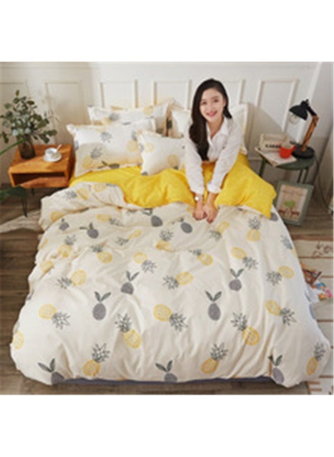 yongsheng 4-Piece Printed Duvet Cover Set Polyester Yellow/White，Yellow Pineapple Bedding Duvet Cover Sets Queen Size, Cute Fruit Decor Comforter Cover for Kids Girls Boys, Teens Adults Soft Bedding Set  - Image 4
