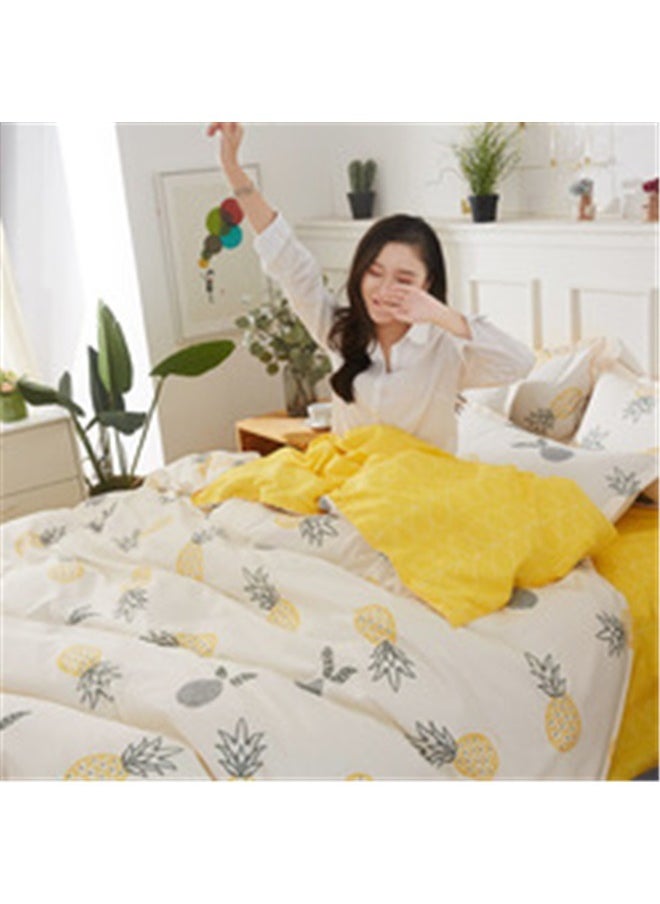yongsheng 4-Piece Printed Duvet Cover Set Polyester Yellow/White，Yellow Pineapple Bedding Duvet Cover Sets Queen Size, Cute Fruit Decor Comforter Cover for Kids Girls Boys, Teens Adults Soft Bedding Set  - Image 5