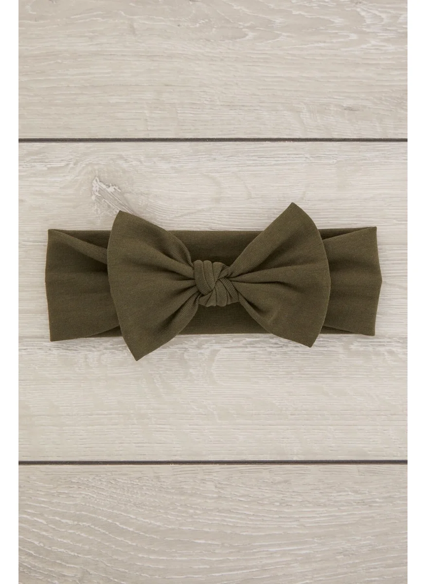 Babygiz Khaki Handmade Soft Bow Tied Natural Cotton Combed Cotton Baby Kids Girls Bandana Elite Series