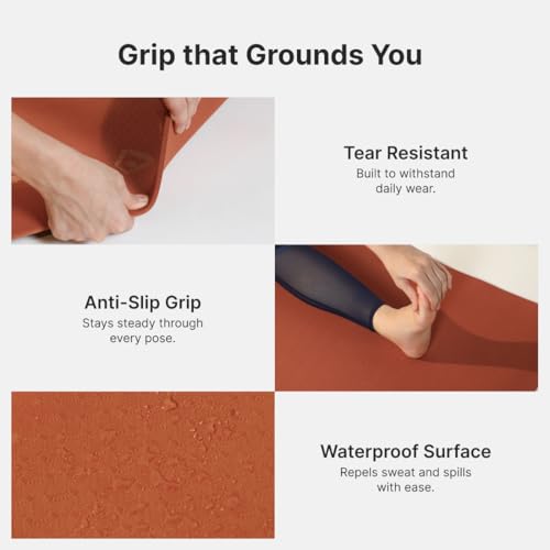 Cult TPE Yoga Mat, Non-Toxic Latex-Free, Anti-Slip, Extra-Thick Cushioning, Tear-Resistant, Travel Strap 6mm (Brown) - Image 5