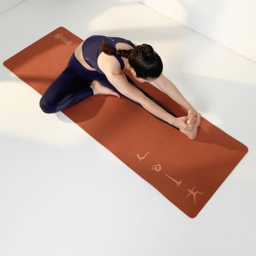 Cult TPE Yoga Mat, Non-Toxic Latex-Free, Anti-Slip, Extra-Thick Cushioning, Tear-Resistant, Travel Strap 6mm (Brown) - Image 2