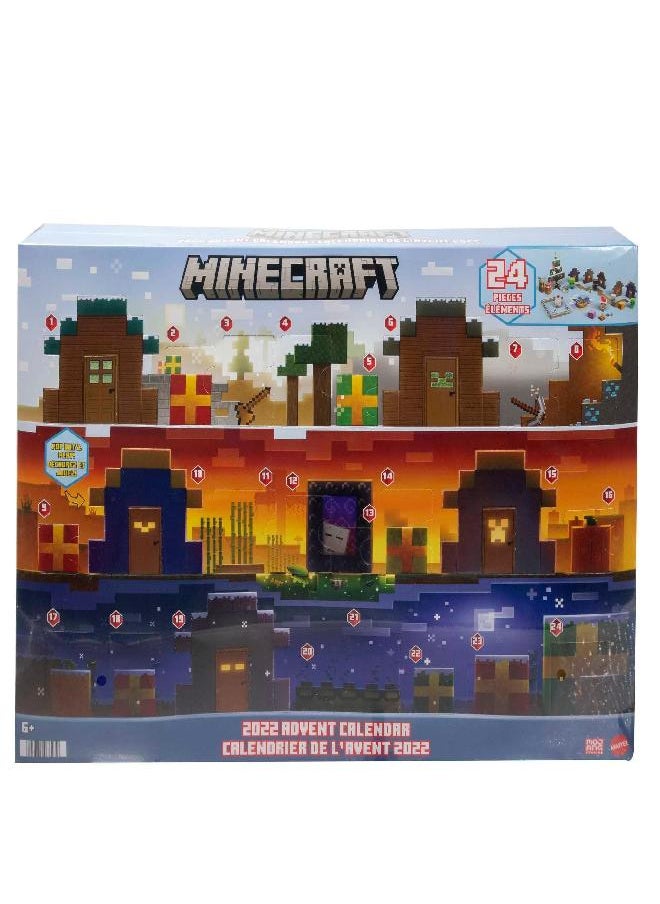 Mattel Games - Mattel Minecraft Mob Head Minis Advent Calendar Featuring Pixelated Video-Game Character Figures with Giant Heads, Collectible Toy Gift for Fans Ages 6 Years & Older - Image 1