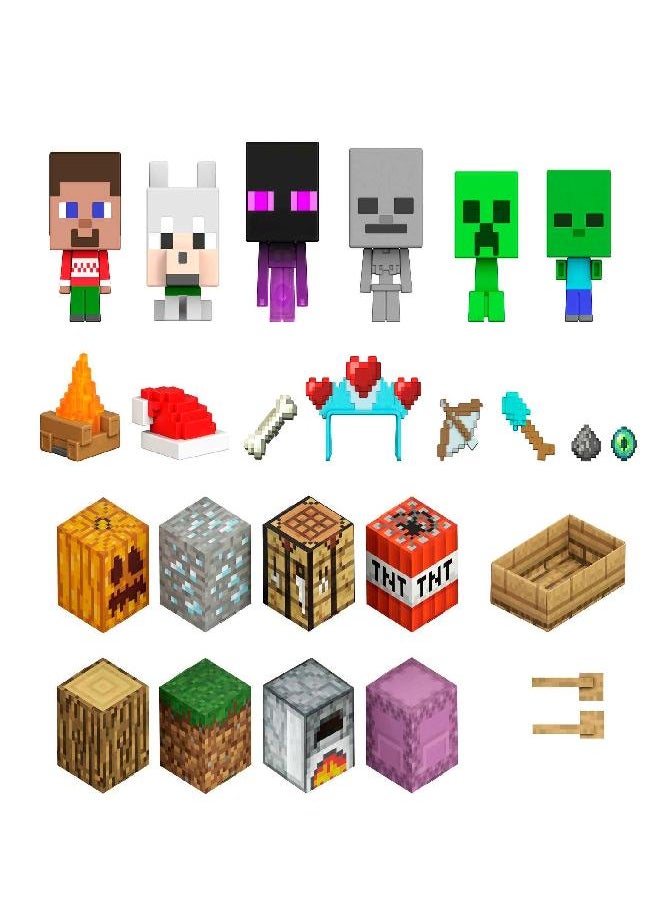 Mattel Games - Mattel Minecraft Mob Head Minis Advent Calendar Featuring Pixelated Video-Game Character Figures with Giant Heads, Collectible Toy Gift for Fans Ages 6 Years & Older - Image 1