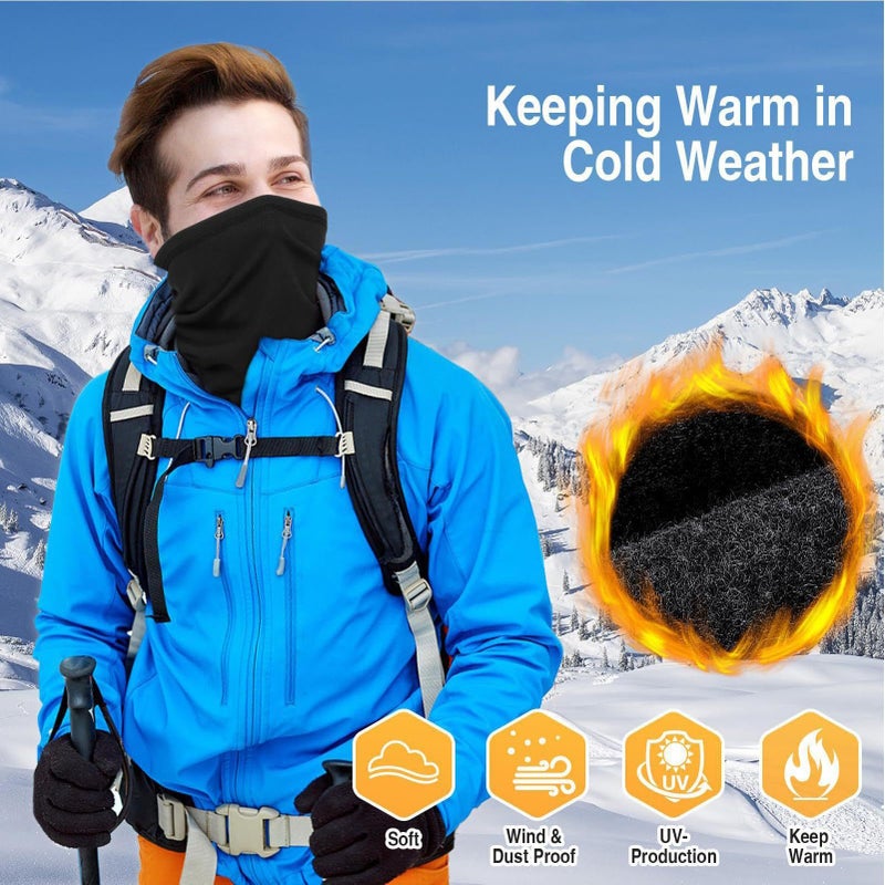 Winter Neck Gaiter 2 Pack Windproof Face Cover Scarf Soft Stretchable Fabric Full Coverage - Image 5