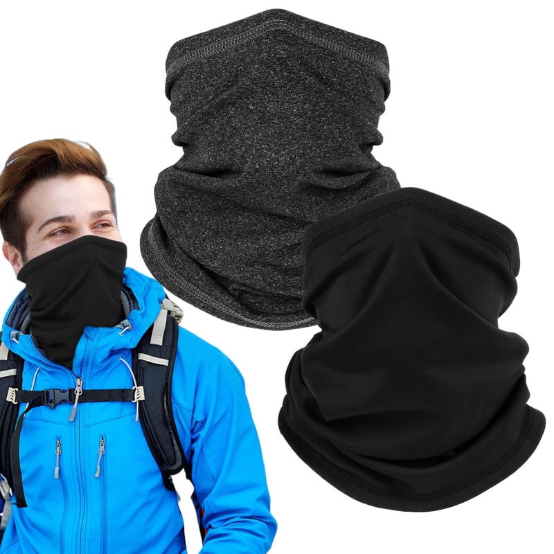 Winter Neck Gaiter 2 Pack Windproof Face Cover Scarf Soft Stretchable Fabric Full Coverage - Image 2