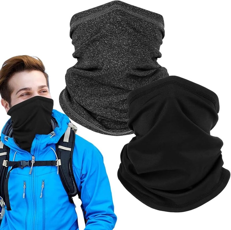 Winter Neck Gaiter 2 Pack Windproof Face Cover Scarf Soft Stretchable Fabric Full Coverage - Image 1