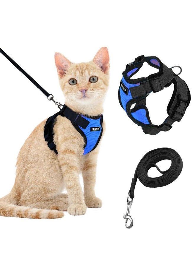 Buraq No Pull Cat Harness with Leash, Escape Proof, Ultra-Light Weight, Air Mesh Fabric, Aesthetic Design Adjustable Cat Leash with Harness (XS - Blue) - Image 1