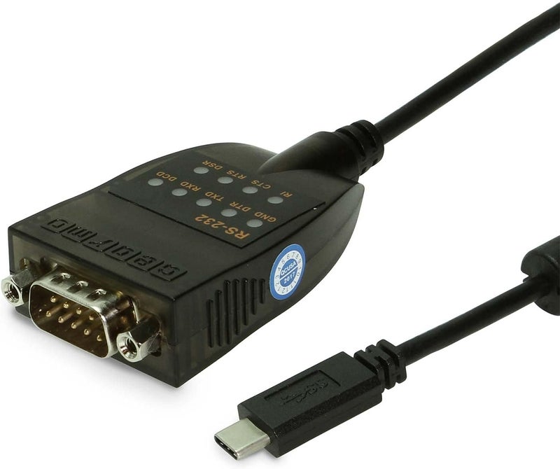Gearmo USB-C to RS-232 Serial Adapter, FTDI Chip, LED Indicators, High-Speed Data Transfer, Cross-Platform Compatible, 3ft Cable - Image 1