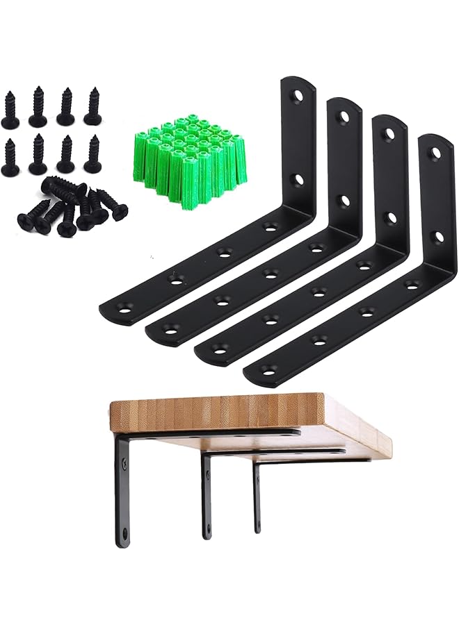 The Bros The Bros 4 Pcs L Corner Brace Shelf Bracket with Screws (5 x 3 Inch) Joint Angle Bracket for Shelves, Furniture  - Image 1