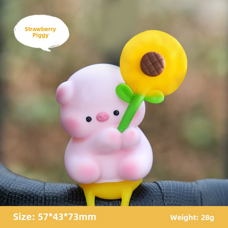 Generic Joyful Electric Car Ornament Cute Animal Figurine B strawberry pig