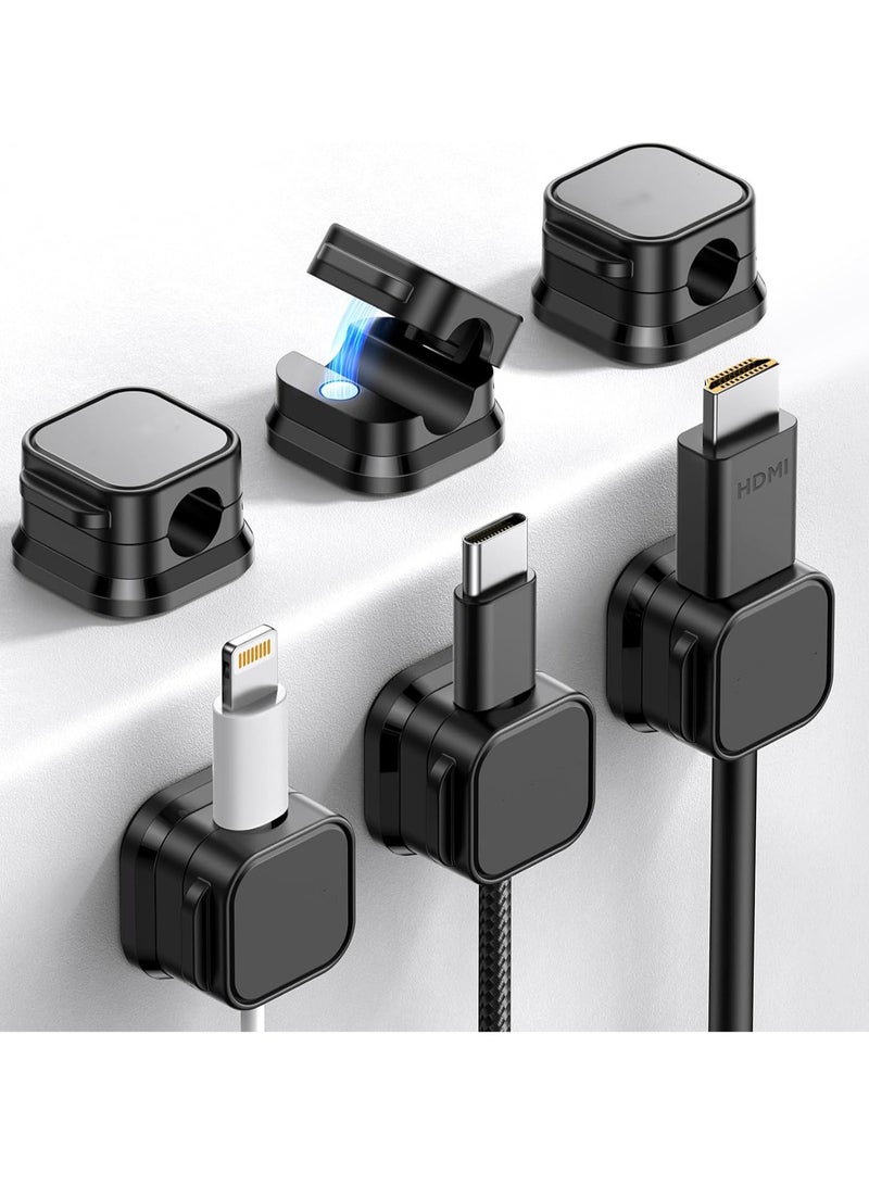 6 Pack Magnetic Cable Clips [Cable Smooth Adjustable] Cord Holder, Under Desk Cable Management, Adhesive Wire Holder Keeper Organizer for Home Office Desk Phone Car Wall Desktop Nightstand