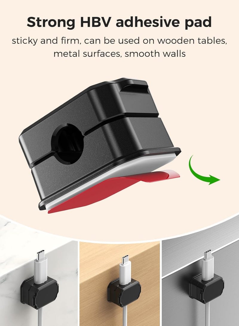 6 Pack Magnetic Cable Clips [Cable Smooth Adjustable] Cord Holder, Under Desk Cable Management, Adhesive Wire Holder Keeper Organizer for Home Office Desk Phone Car Wall Desktop Nightstand