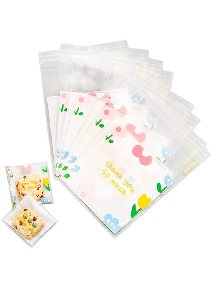 موندا (100 قطعة) أكياس بسكويت من السيلوفان ذاتية اللصق وقابلة لإعادة الإغلاق، 10 سم × 10 سم، لتغليف الحلويات وتقديم الهدايا في الحفلات والمخبوزات والحلوى - Image 1