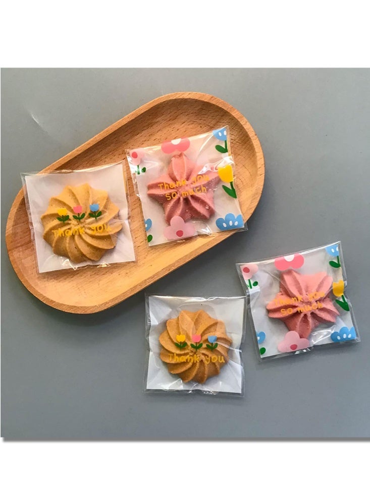 موندا (100 قطعة) أكياس بسكويت من السيلوفان ذاتية اللصق وقابلة لإعادة الإغلاق، 10 سم × 10 سم، لتغليف الحلويات وتقديم الهدايا في الحفلات والمخبوزات والحلوى - Image 5