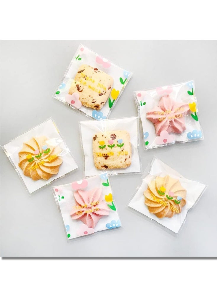 موندا (100 قطعة) أكياس بسكويت من السيلوفان ذاتية اللصق وقابلة لإعادة الإغلاق، 10 سم × 10 سم، لتغليف الحلويات وتقديم الهدايا في الحفلات والمخبوزات والحلوى - Image 4