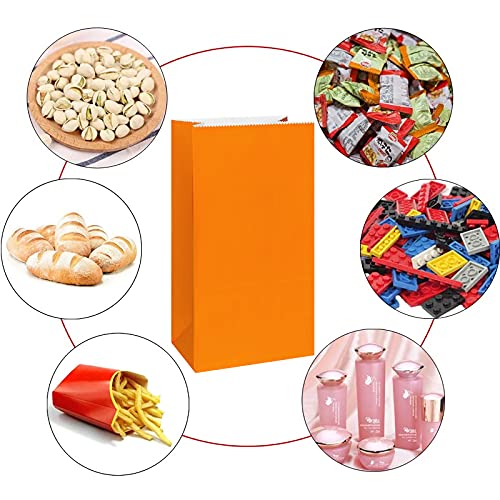 KEYYOOMY Mini Bright Color Paper Bags Orange Party Favor Bags Small Party Goodie Bag Paper Lunch Bag (Orange, 50 CT, 3.5 X 2.4 X 7.1 In) - Image 4