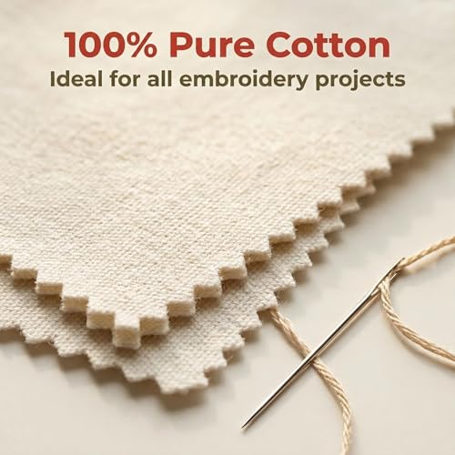 iNee Embroidery Fabric Squares Cotton, 10 Squares of 10 x 10-inch, Cream - Image 3