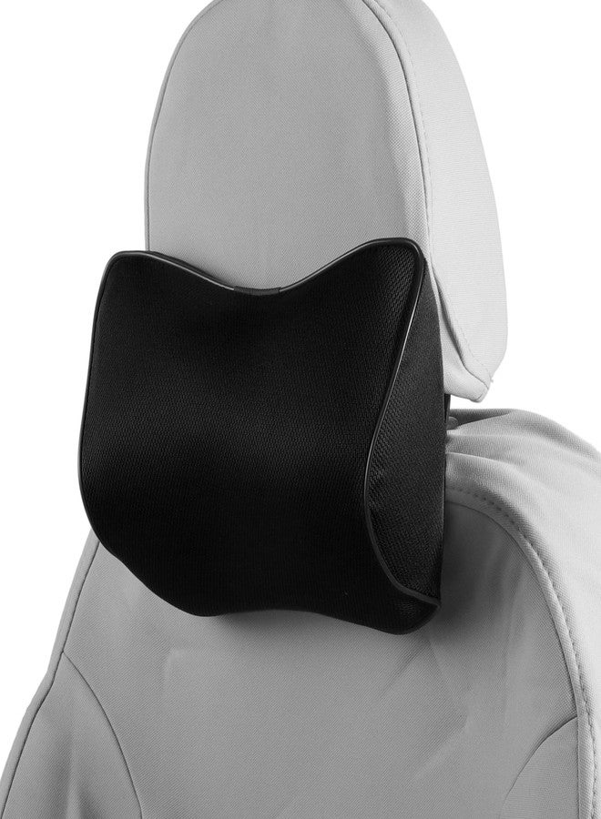 RATCHROLL Car Headrest Pillow Ergonomic Comfortable Neck Support Pillow Car Seat Headrest Polyester, Memory Foam Adjustable Width Black 2 Pcs for Driving Travel - Image 1