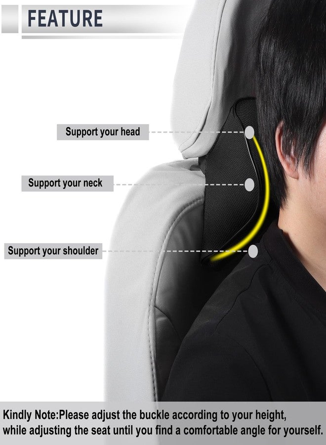 RATCHROLL Car Headrest Pillow Ergonomic Comfortable Neck Support Pillow Car Seat Headrest Polyester, Memory Foam Adjustable Width Black 2 Pcs for Driving Travel - Image 2