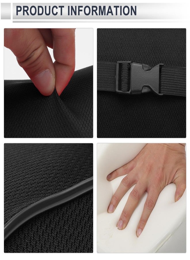 RATCHROLL Car Headrest Pillow Ergonomic Comfortable Neck Support Pillow Car Seat Headrest Polyester, Memory Foam Adjustable Width Black 2 Pcs for Driving Travel - Image 3