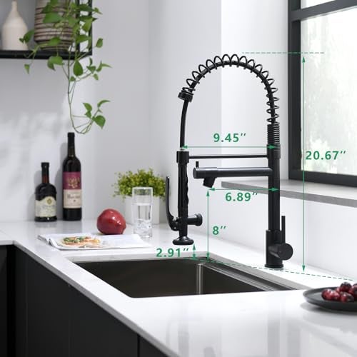 Fapully Black Kitchen Faucet,Commercial Pull Down Kitchen Sink Faucet with Sprayer - Image 5