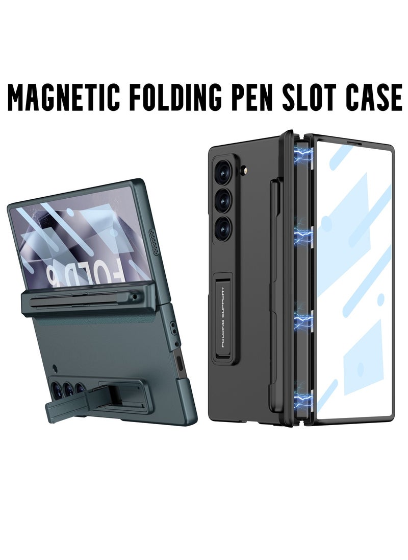 GKK - Protective Case Compatible with Samsung Galaxy Z Fold 6 , Hard Polycarbonate All in 1 [S Pen Holder & Magnetic Hinge and Screen Protector and KickStand] S PEN NOT INCLUDED - Image 1