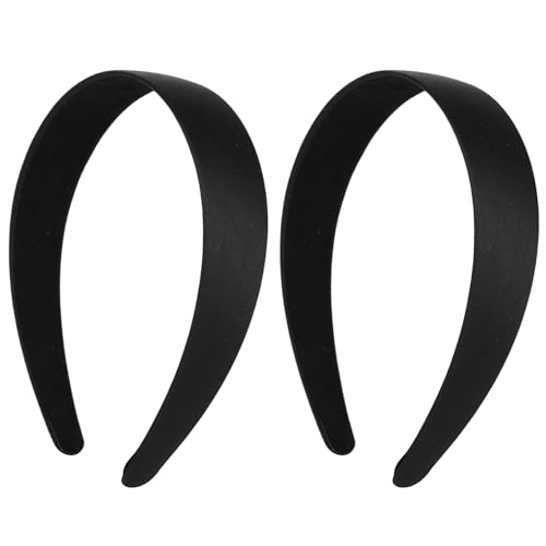 WLLHYF 2 Pieces Satin Headbands 1 Inch Wide Hard Head Band Fashion Solid Headband Anti-slip Plain Hair Bands Diy Christmas Hair Accessories for Women Girls - Image 1