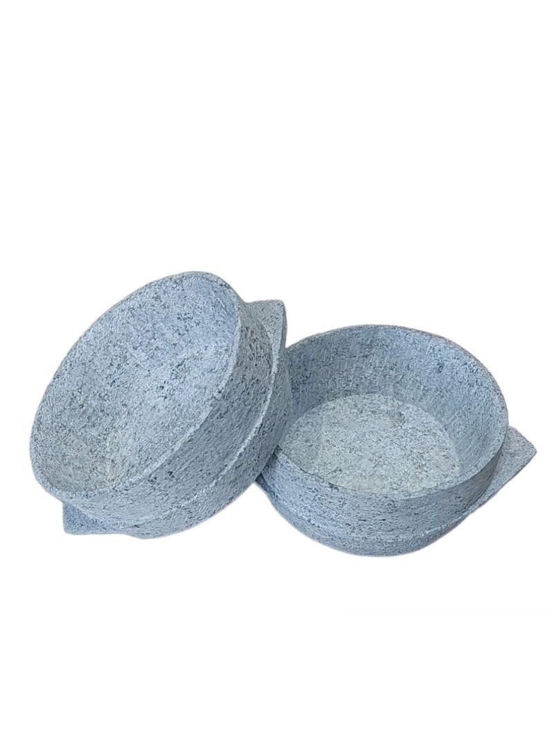 Yemeni stone cooking pot two pieces Grey 18x7 cm - Image 1