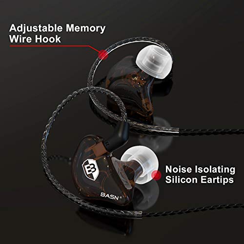 BASN Bsinger PRO in-Ear Monitors Hybrid Dynamic Dual Drivers Two Detachable MMCX Cables Musicians in-Ear Earbuds Headphones (Brown) - Image 2