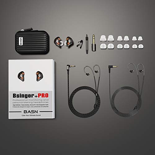 BASN Bsinger PRO in-Ear Monitors Hybrid Dynamic Dual Drivers Two Detachable MMCX Cables Musicians in-Ear Earbuds Headphones (Brown) - Image 5
