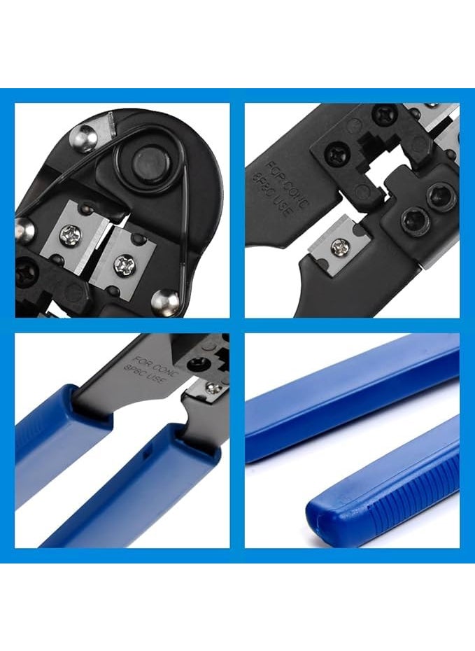 WiredCom Crimping tool kit heavy duty Cutting Striping Networking Wire Tool Kit Ratcheting Wire Crimper Tool for 8P8C rj45 Tool Kit crimping tool rj45 HT210C