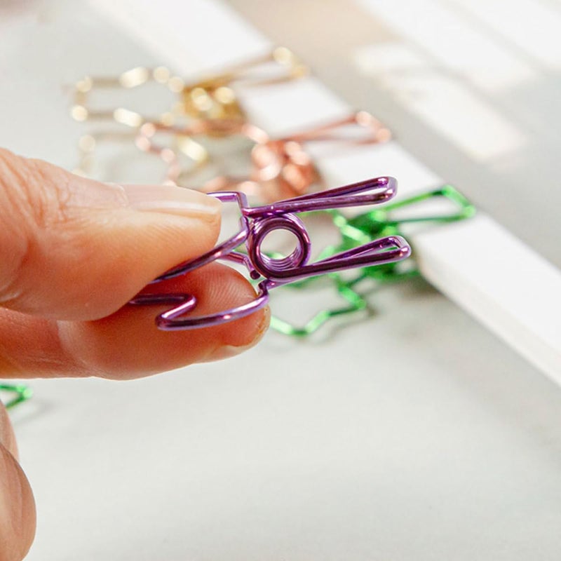 12pcs Colorful Metal Long Tail Binder Clips with Flower, Bear, Heart, Star, Cat, and Mountain Shapes for Document Organization and Office School Supplies - Image 3