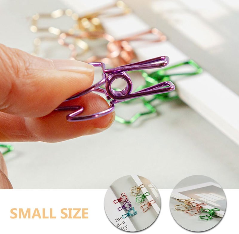 12pcs Colorful Metal Long Tail Binder Clips with Flower, Bear, Heart, Star, Cat, and Mountain Shapes for Document Organization and Office School Supplies - Image 5