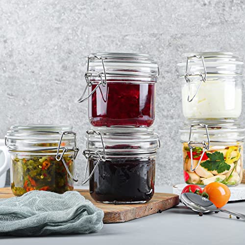 Folinstall 7 oz Glass Jars with Airtight Lids 12 Pcs, Small Mason Jars with Hinged Lids for Kitchen Storage, Canning and Pantry, Includes 3 Replacement Silicone Gaskets and Chalkboard Labels - Image 5