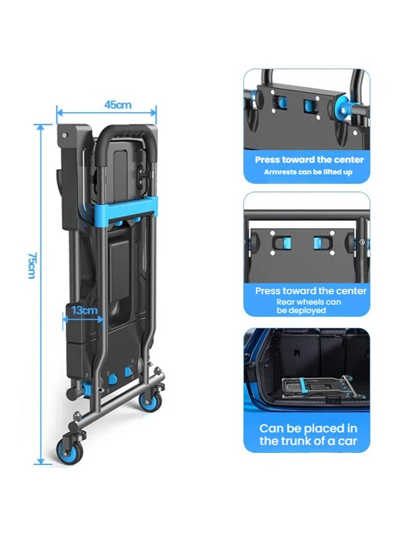 أبوستيم عربة يدوية قابلة للطي 2 في 1، سعة 300 رطل، عربة يدوية قابلة للتحويل مع عربة يدوية تلسكوبية 3 أوضاع، عربة يدوية شديدة التحمل للتسوق، والانتقال، والاستخدام المنزلي، والمكتبي - Image 4