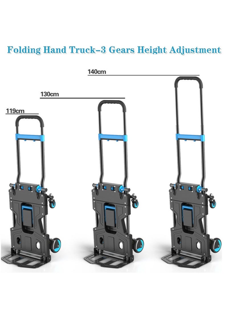 أبوستيم عربة يدوية قابلة للطي 2 في 1، سعة 300 رطل، عربة يدوية قابلة للتحويل مع عربة يدوية تلسكوبية 3 أوضاع، عربة يدوية شديدة التحمل للتسوق، والانتقال، والاستخدام المنزلي، والمكتبي - Image 3
