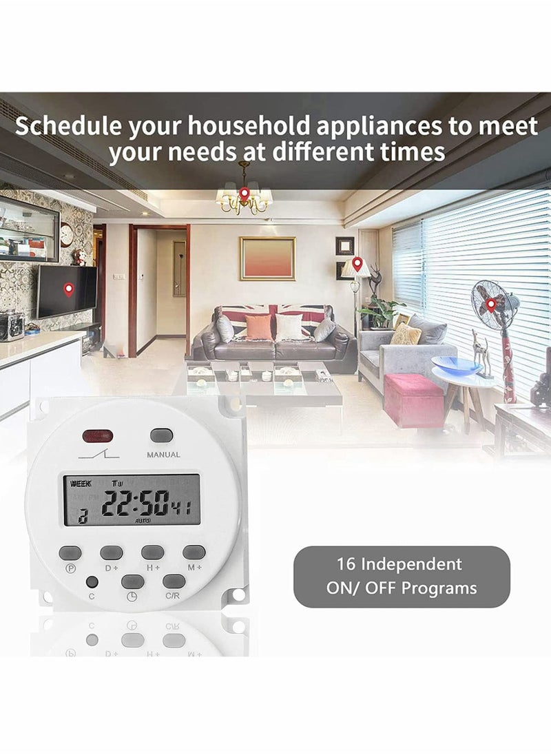 Excefore - Weekly Digital Programmable Timer Switch, Home Appliance Switch timer, 16 Independent ON/OFF Programs, for Lights Fans Bread Maker, Air Conditioner Kitchen Timer, Easy control， Smart life - Image 1