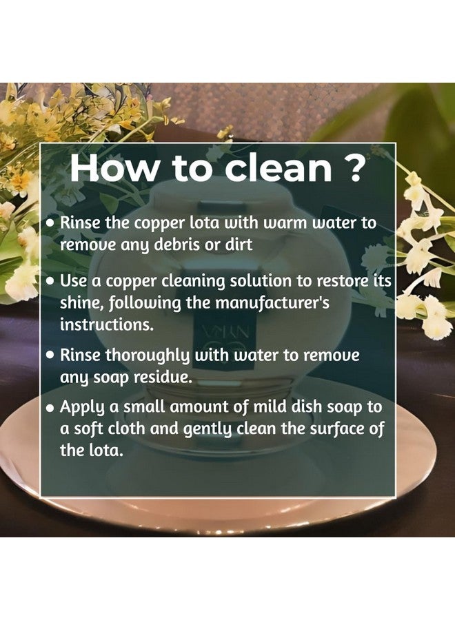 NYRA® وعاء نحاسي نقي تامبا لوتا/كالاش لتخزين المياه الثقيلة/غرض البوجا/غرض الشرب/وعاء نحاسي/أساسيات البوجا/تصميم حديث - تشطيب لامع دائري ومنحني (صغير - 300 مل) - Image 4