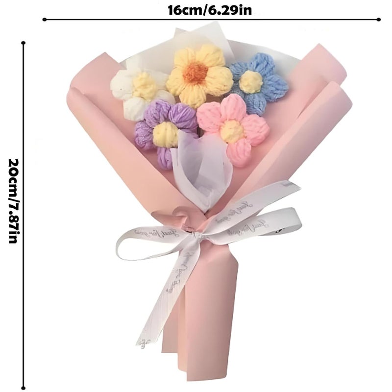OXYGLOBE Crochet FlowersPink Crochet Flower Bouquet Elegant Crochet Bouquet Apply to BirthdayWedding Mothers Day Home Decoration Handmade Flower Arrangement for Her - Image 2