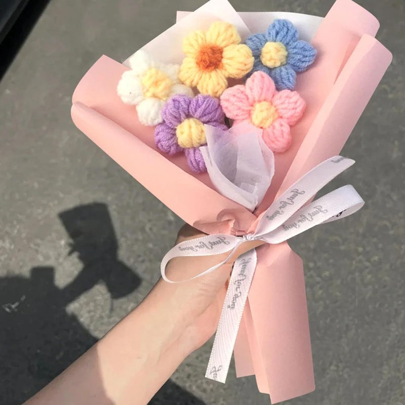 OXYGLOBE Crochet FlowersPink Crochet Flower Bouquet Elegant Crochet Bouquet Apply to BirthdayWedding Mothers Day Home Decoration Handmade Flower Arrangement for Her - Image 5