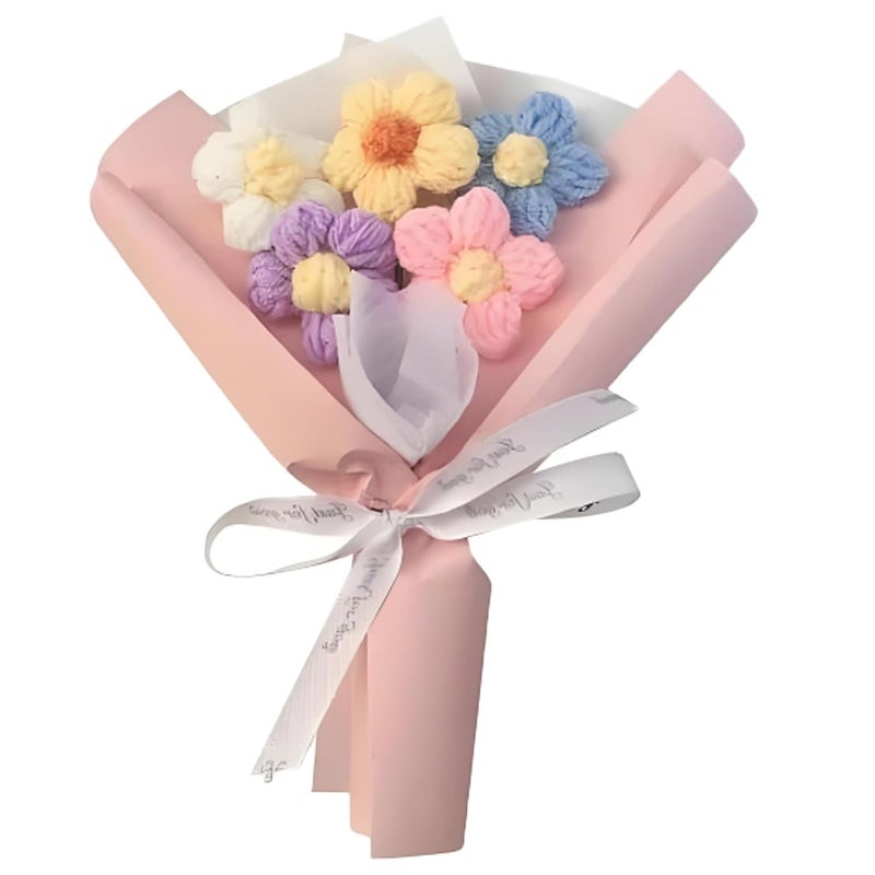 OXYGLOBE Crochet FlowersPink Crochet Flower Bouquet Elegant Crochet Bouquet Apply to BirthdayWedding Mothers Day Home Decoration Handmade Flower Arrangement for Her - Image 1