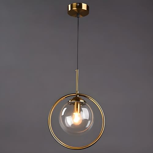 RBSK Golden Metal & Smoke Glass Hanging Ring Light for Living Room, Bedroom, Home Decoration, Pendant Lamp (E27 Bulb Holder) (Without Bulb, 2, Pack) - Image 2