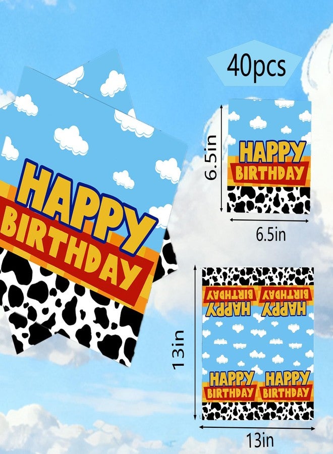 Tyotrbs Story Party Paper Napkins Inspire Game Party Napkins Supplies Decorations Cow Print Themed Blue Cloud Disposable Napkins Cartoon Theme Dinner Napkins for Birthday (Blue) - Image 3