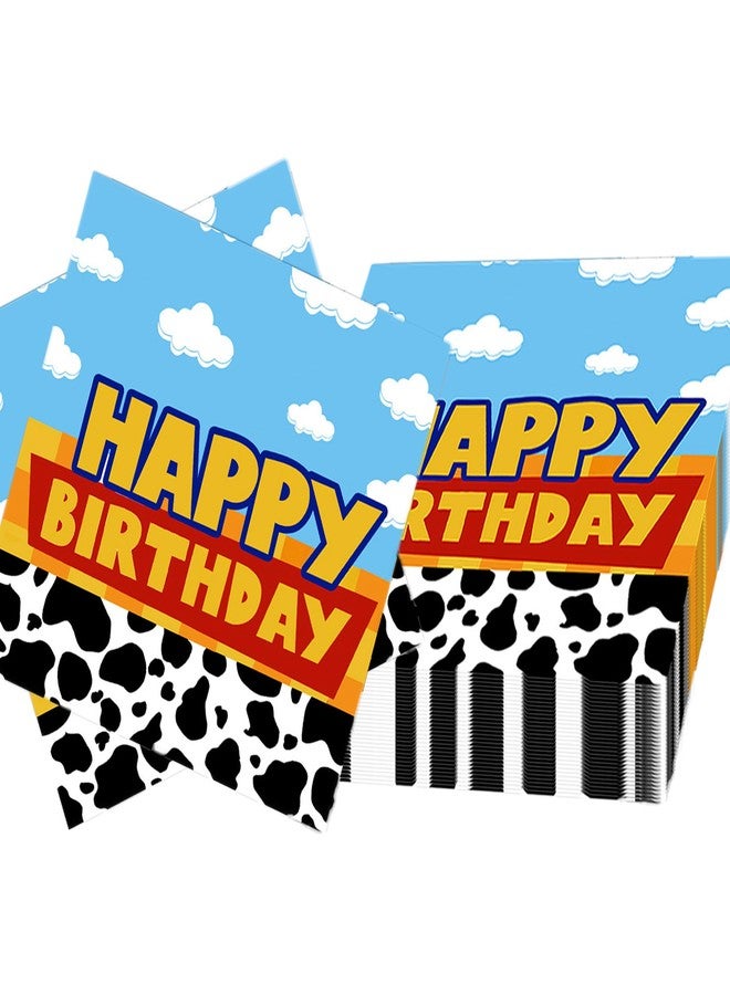 Tyotrbs Story Party Paper Napkins Inspire Game Party Napkins Supplies Decorations Cow Print Themed Blue Cloud Disposable Napkins Cartoon Theme Dinner Napkins for Birthday (Blue) - Image 1