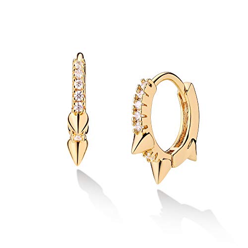 VACRONA Gold Hoop Earrings Huggie for Women Cubic Zirconia 14k Gold Plated Small Huggie Hoops Earrings Hypoallergenic Jewelry Gifts - Image 1