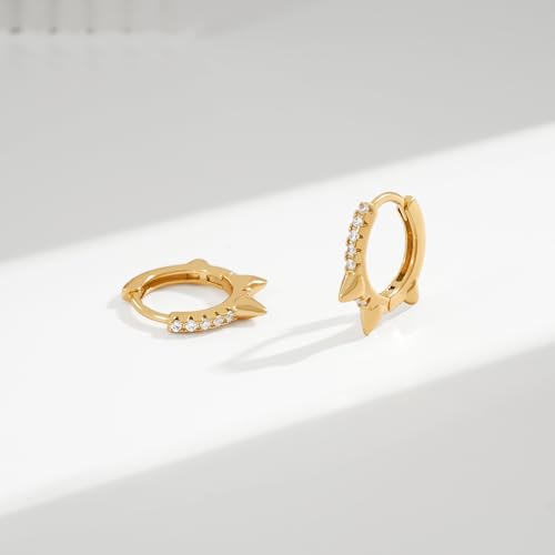VACRONA Gold Hoop Earrings Huggie for Women Cubic Zirconia 14k Gold Plated Small Huggie Hoops Earrings Hypoallergenic Jewelry Gifts - Image 5