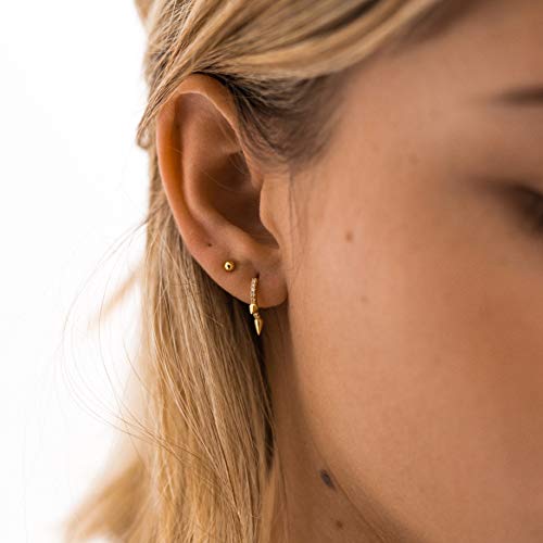 VACRONA Gold Hoop Earrings Huggie for Women Cubic Zirconia 14k Gold Plated Small Huggie Hoops Earrings Hypoallergenic Jewelry Gifts - Image 3