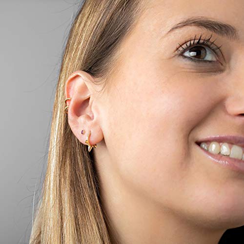 VACRONA Gold Hoop Earrings Huggie for Women Cubic Zirconia 14k Gold Plated Small Huggie Hoops Earrings Hypoallergenic Jewelry Gifts - Image 2