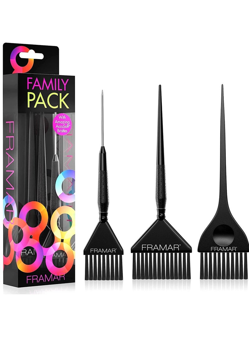 framar Framar Family Hair Color Brush Set - Hair Dye Brush Kit, Hair Coloring Brush, Hair Dying Brush to Apply Hair Color, Hair Color Brushes Bulk, Hair Tint Brush, Tint Brushes for Hair Color - 3 Pack  - Image 1